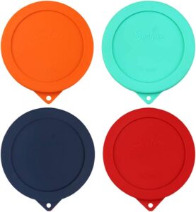Sophico 4 Cup Round Silicone Storage Cover Lids Replacement for Anchor Hocking and Pyrex 7201-PC Glass Bowls